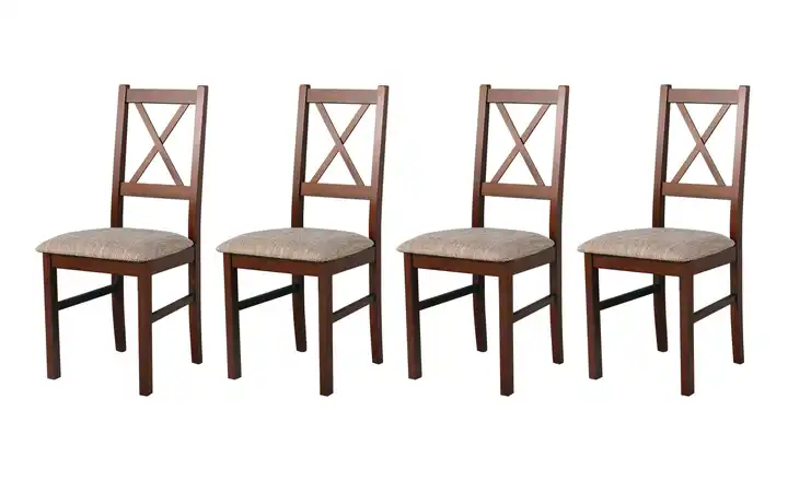 Esszimmerstuhl 4er-Set Nussbaum, Toffeebraun