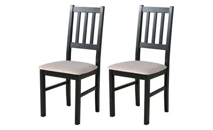 Esszimmerstuhl 2er-Set Schwarz, Dunkelbeige