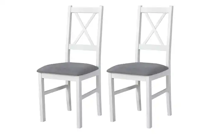 Esszimmerstuhl 2er-Set Weiß, Elefantengrau