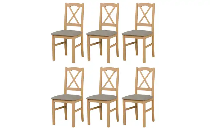 Esszimmerstuhl 6er-Set Eiche Sonoma, Hellgrau