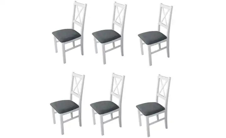 Esszimmerstuhl 6er-Set Weiß, Steingrau