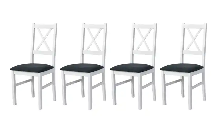 Esszimmerstuhl 4er-Set Weiß, Dunkelgrau