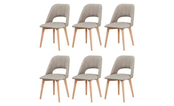 Esszimmerstuhl 6er-Set holzfarben, Nude