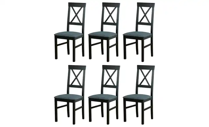 Esszimmerstuhl 6er-Set Schwarz, Dunkelgrau