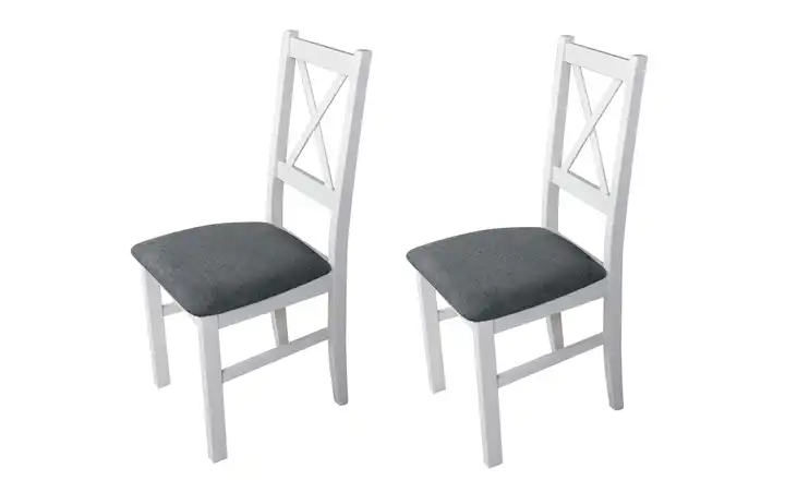 Esszimmerstuhl 2er-Set Weiß, Steingrau