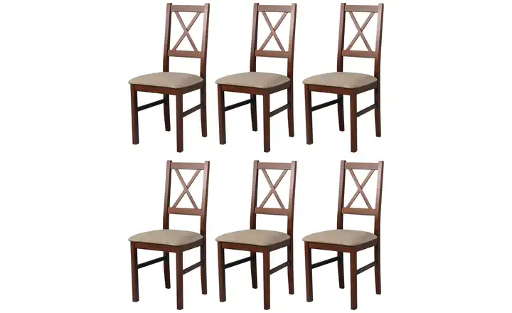 Esszimmerstuhl 6er-Set Nussbaum, Hellbraun