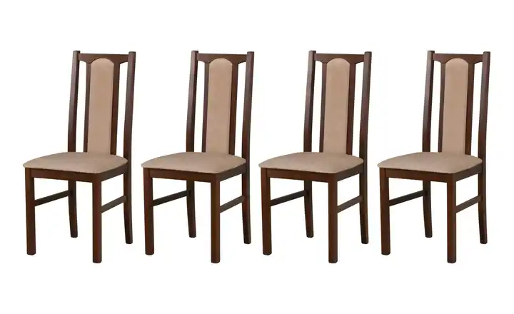 Esszimmerstuhl 4er-Set Nussbaum, Cappuccino