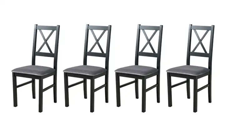 Esszimmerstuhl 4er-Set Schwarz, Graphit