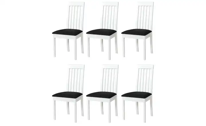 Esszimmerstuhl 6er-Set Weiß, Schwarz
