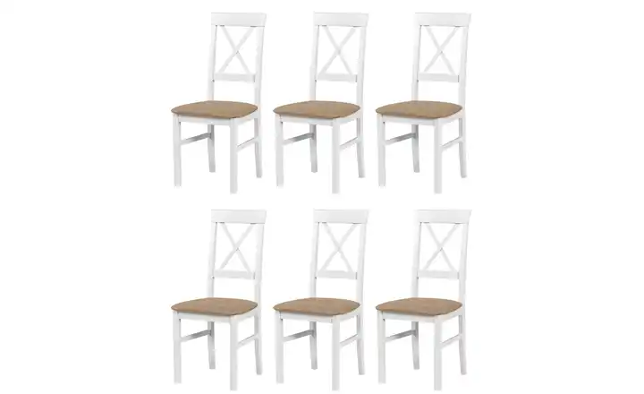 Esszimmerstuhl 6er-Set Weiß, Taupe