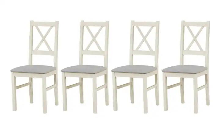 Esszimmerstuhl 4er-Set Creme, Silbergrau