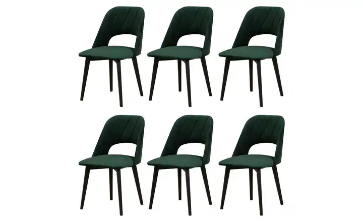 Esszimmerstuhl 6er-Set Schwarz, Dunkelgrün