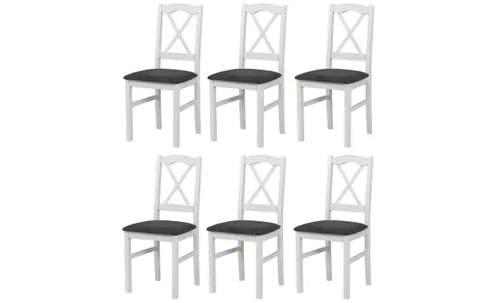 Esszimmerstuhl 6er-Set Weiß, Anthrazit