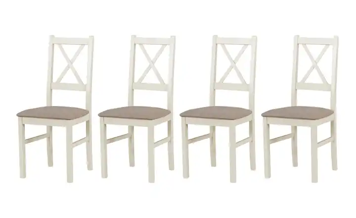 Esszimmerstuhl 4er-Set Creme, Kamelgelb