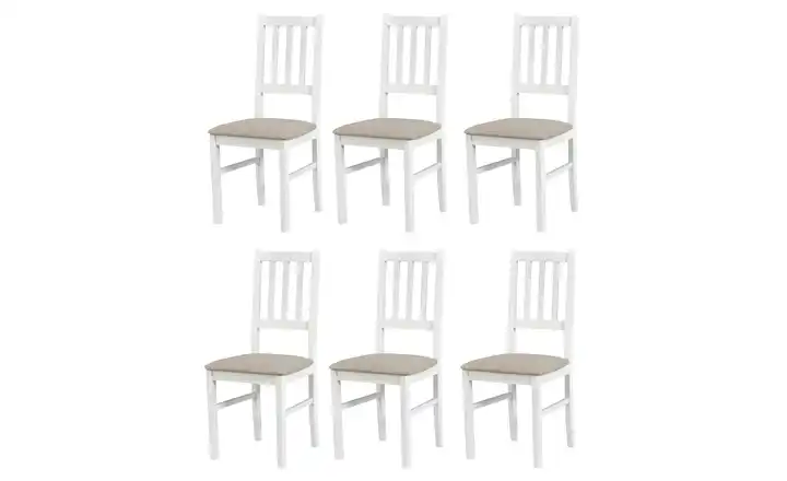 Esszimmerstuhl 6er-Set Weiß, Hellbeige