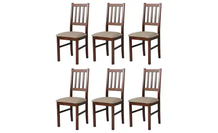 Esszimmerstuhl 6er-Set Nussbaum, Hellbraun