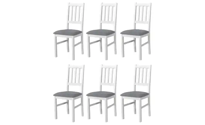 Esszimmerstuhl 6er-Set Weiß, Elefantengrau