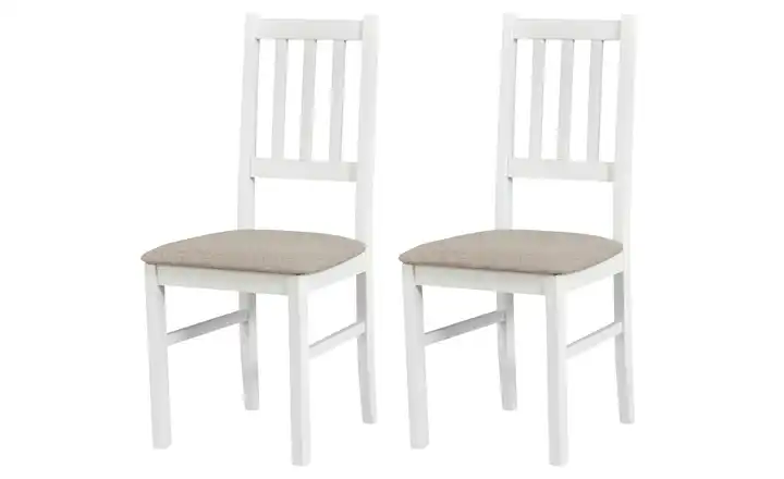 Esszimmerstuhl 2er-Set Weiß, Hellbeige