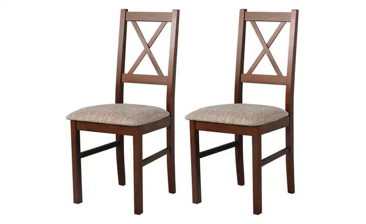 Esszimmerstuhl 2er-Set Nussbaum, Toffeebraun