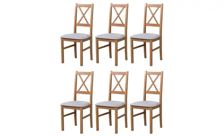 Esszimmerstuhl 6er-Set Hellbraun, Elefantengrau