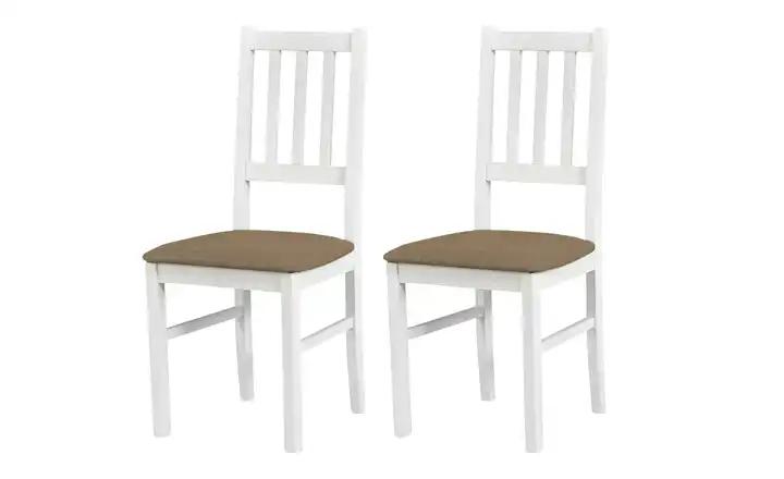 Esszimmerstuhl 2er-Set Weiß, Hellbraun