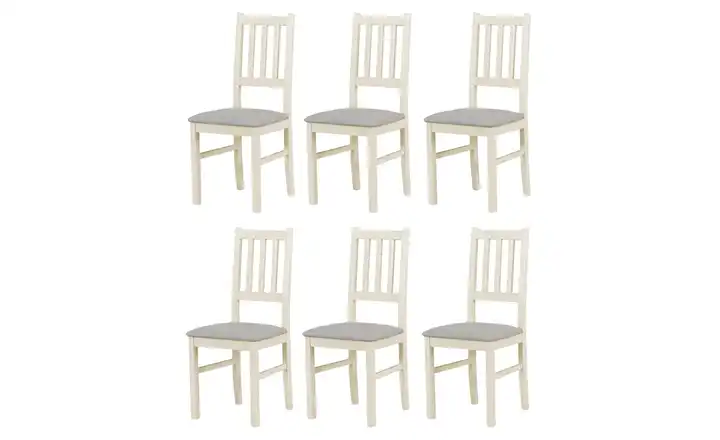 Esszimmerstuhl 6er-Set Creme, Silbergrau