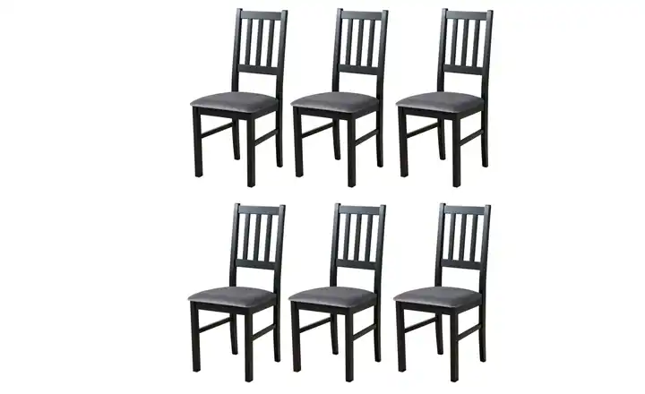 Esszimmerstuhl 6er-Set Schwarz, Graphit