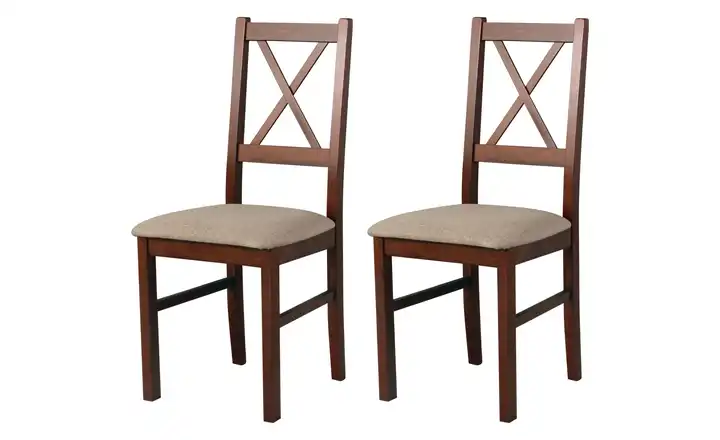 Esszimmerstuhl 2er-Set Nussbaum, Hellbraun