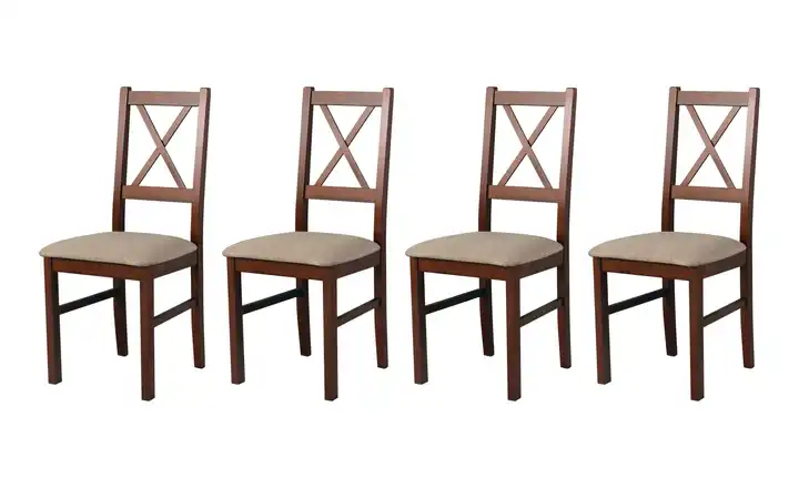 Esszimmerstuhl 4er-Set Nussbaum, Hellbraun