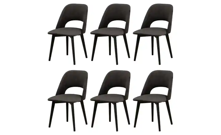 Esszimmerstuhl 6er-Set Schwarz, Graphit