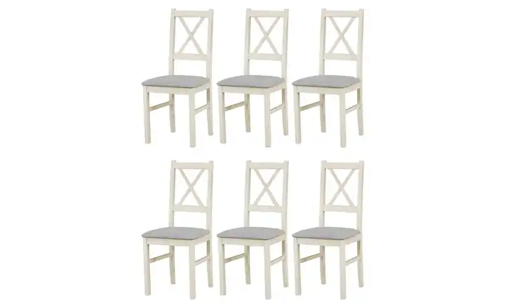 Esszimmerstuhl 6er-Set Creme, Silbergrau
