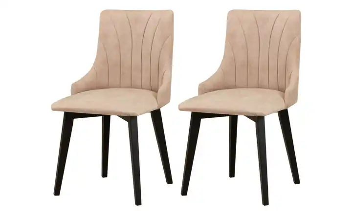 Esszimmerstuhl 2er-Set Schwarz, Beige