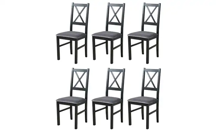 Esszimmerstuhl 6er-Set Schwarz, Graphit
