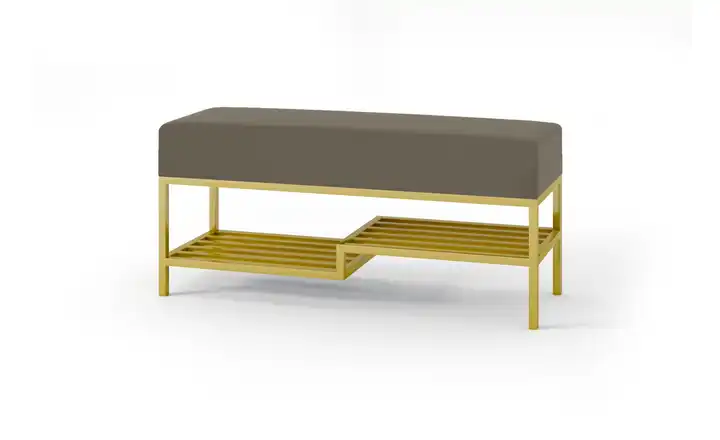 Polsterbank 80 cm Dunkelgrau, Goldfarben Goldfarben
