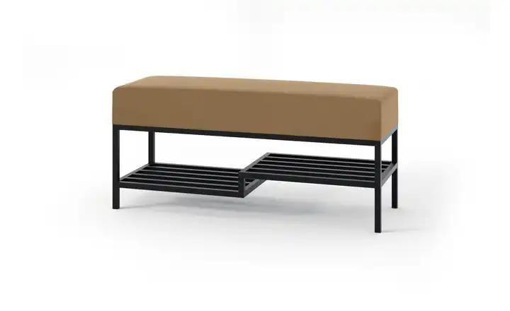 Polsterbank 80 cm Dunkelbeige, Schwarz Schwarz