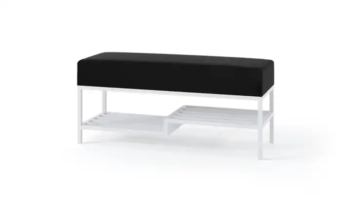 Polsterbank 80 cm Schwarz, Weiß Weiß