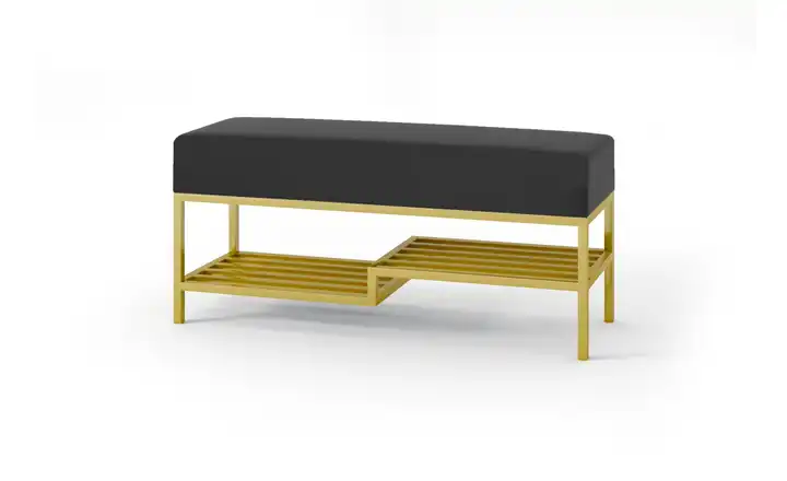 Polsterbank 80 cm Schwarz, Goldfarben Goldfarben