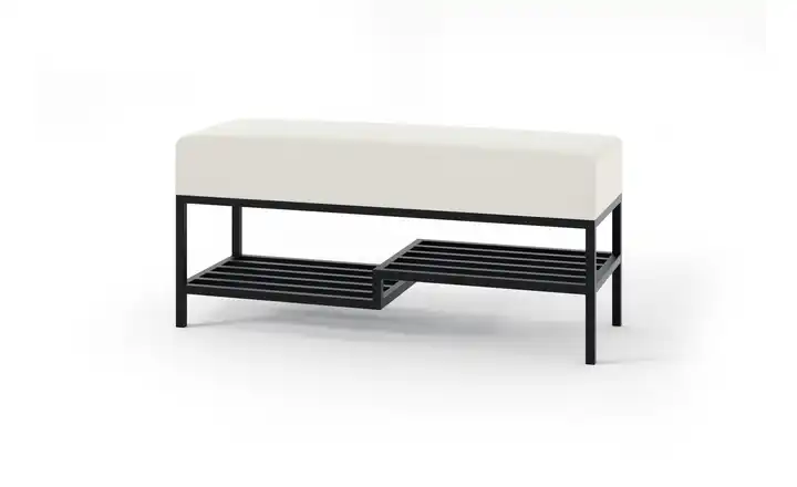 Polsterbank 80 cm Hellgrau, Schwarz Schwarz