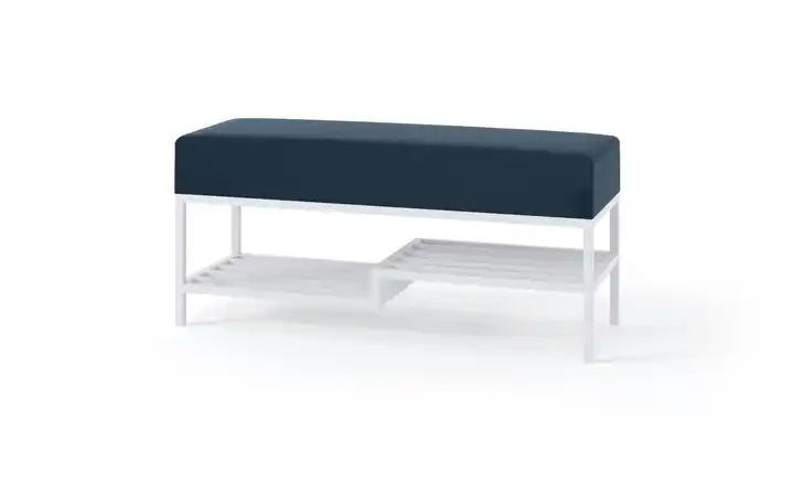 Polsterbank 100 cm Blau, Weiß Weiß