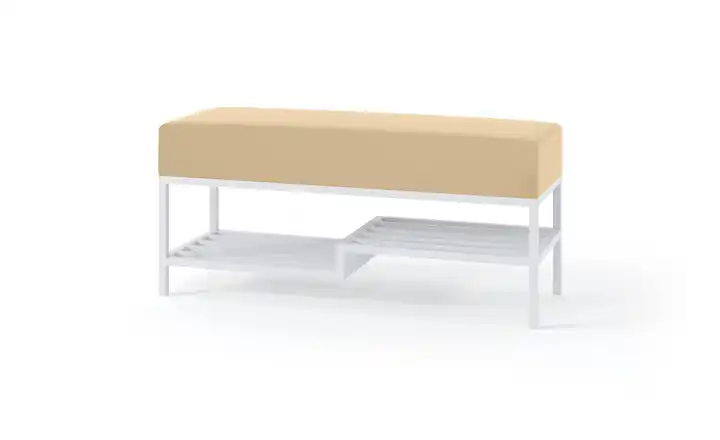Polsterbank 80 cm Hellbeige, Weiß Weiß