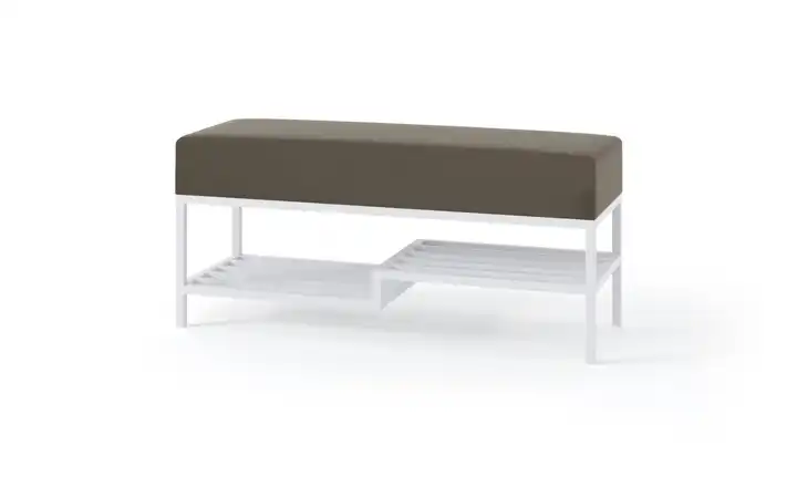 Polsterbank 80 cm Dunkelgrau, Weiß Weiß