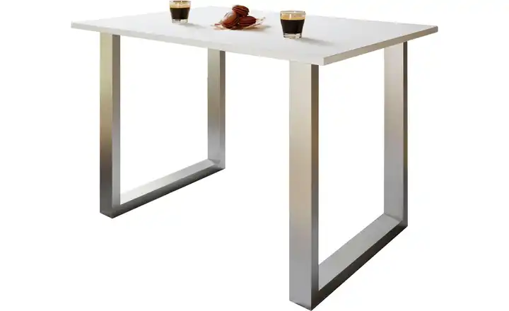 Esstisch Gestell: silberfarben Weiß, silberfarben 80x110