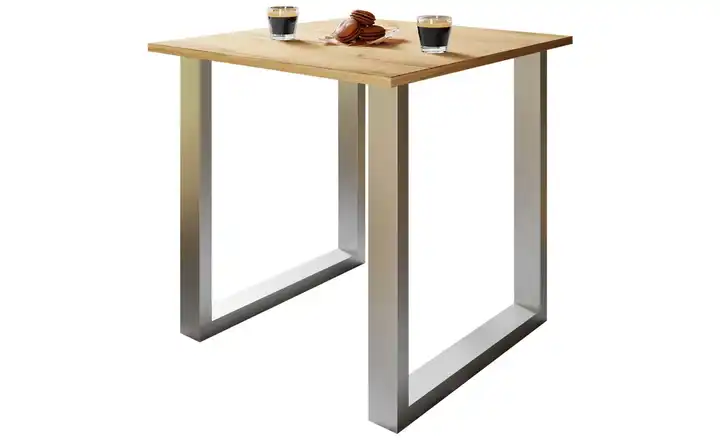 Esstisch Eiche Bianco (Nachbildung), silberfarben 80x80