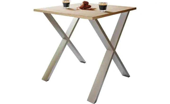 Esstisch Gestell: silberfarben Eiche Sonoma (Nachbildung), silberfarben 80x80