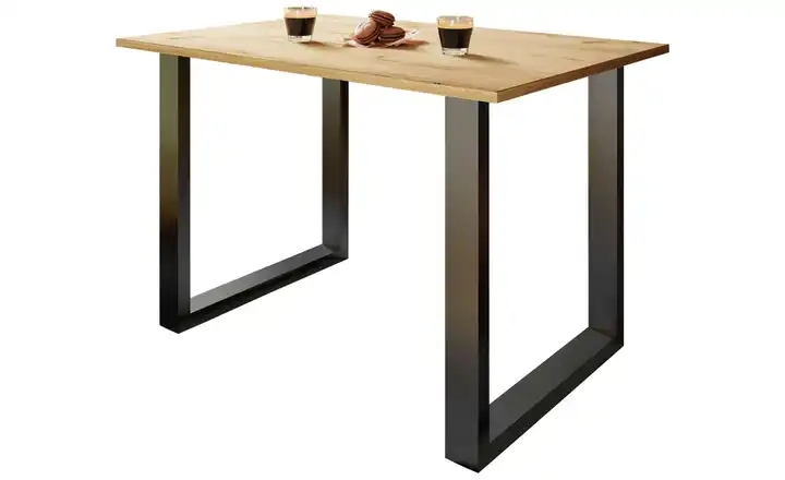 Esstisch Gestell: schwarz Eiche Bianco (Nachbildung), Schwarz 80x110