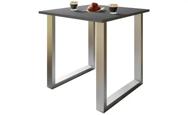 Esstisch Anthrazit, silberfarben 80x80