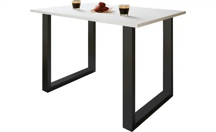 Esstisch Gestell: schwarz Weiß, Schwarz 80x110