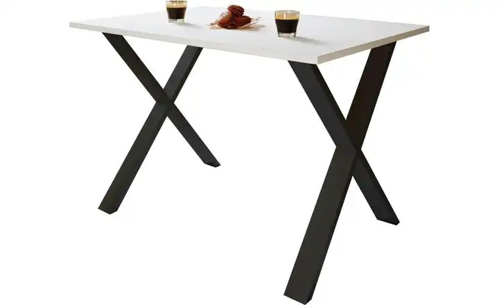 Esstisch Gestell: schwarz Weiß, Schwarz 80x110
