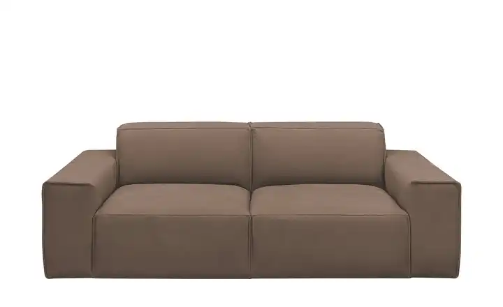 Gray & Jones Einzelsofa im Trendstoff Baltic Breeze Toffeebraun 2 Leder