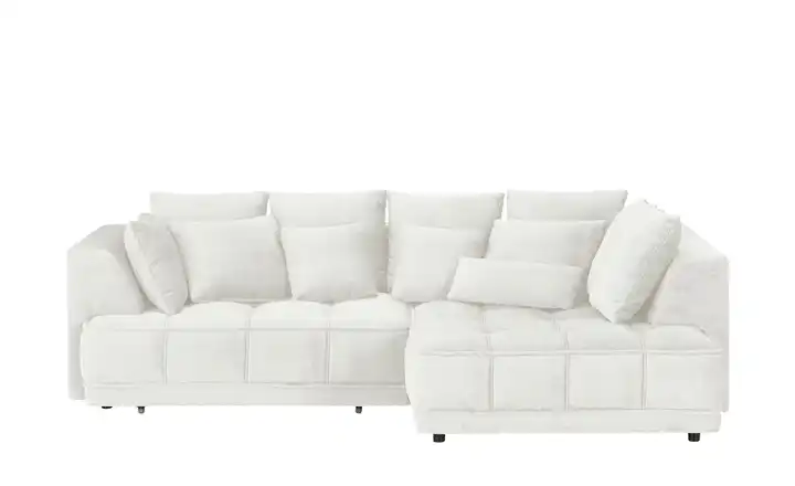 Twist Ecksofa Tiga Cremeweiß rechts Erweiterte Funktion Mikrofaser in Velours-Optik